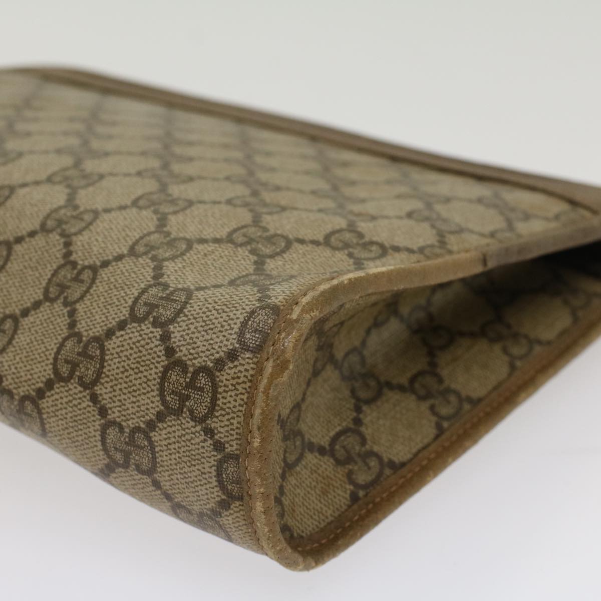 GUCCI GG Canvas Clutch Bag PVC Leather Beige 97 01 037 ki3414