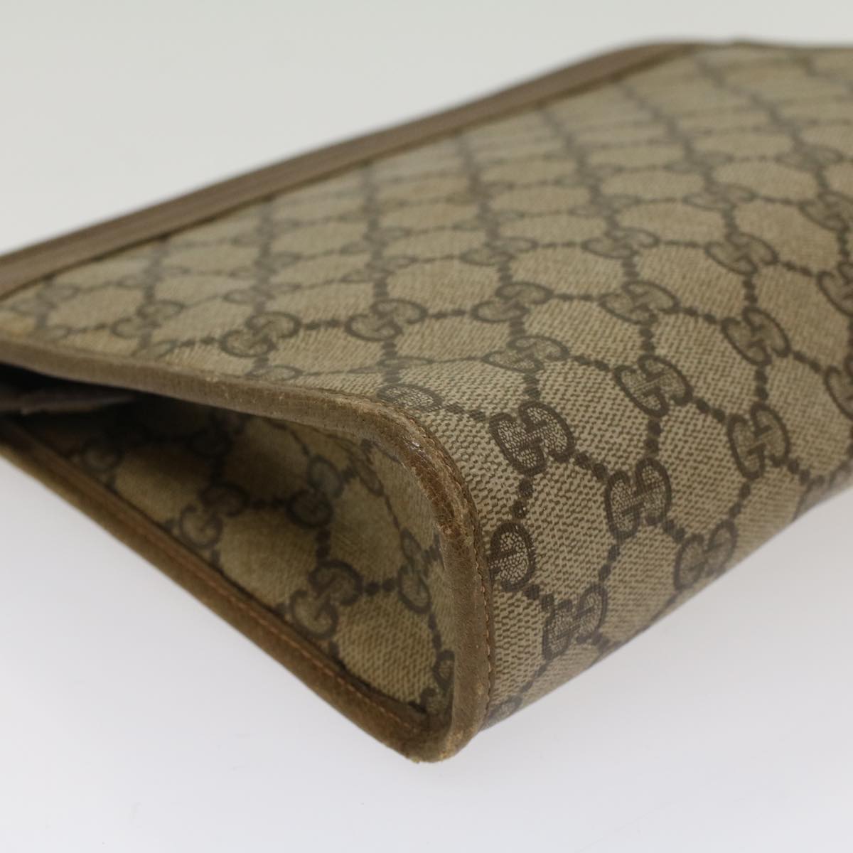 GUCCI GG Canvas Clutch Bag PVC Leather Beige 97 01 037 ki3414