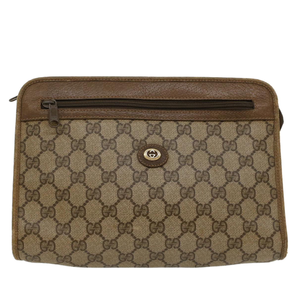 GUCCI GG Canvas Clutch Bag PVC Leather Beige 97 01 037 ki3414