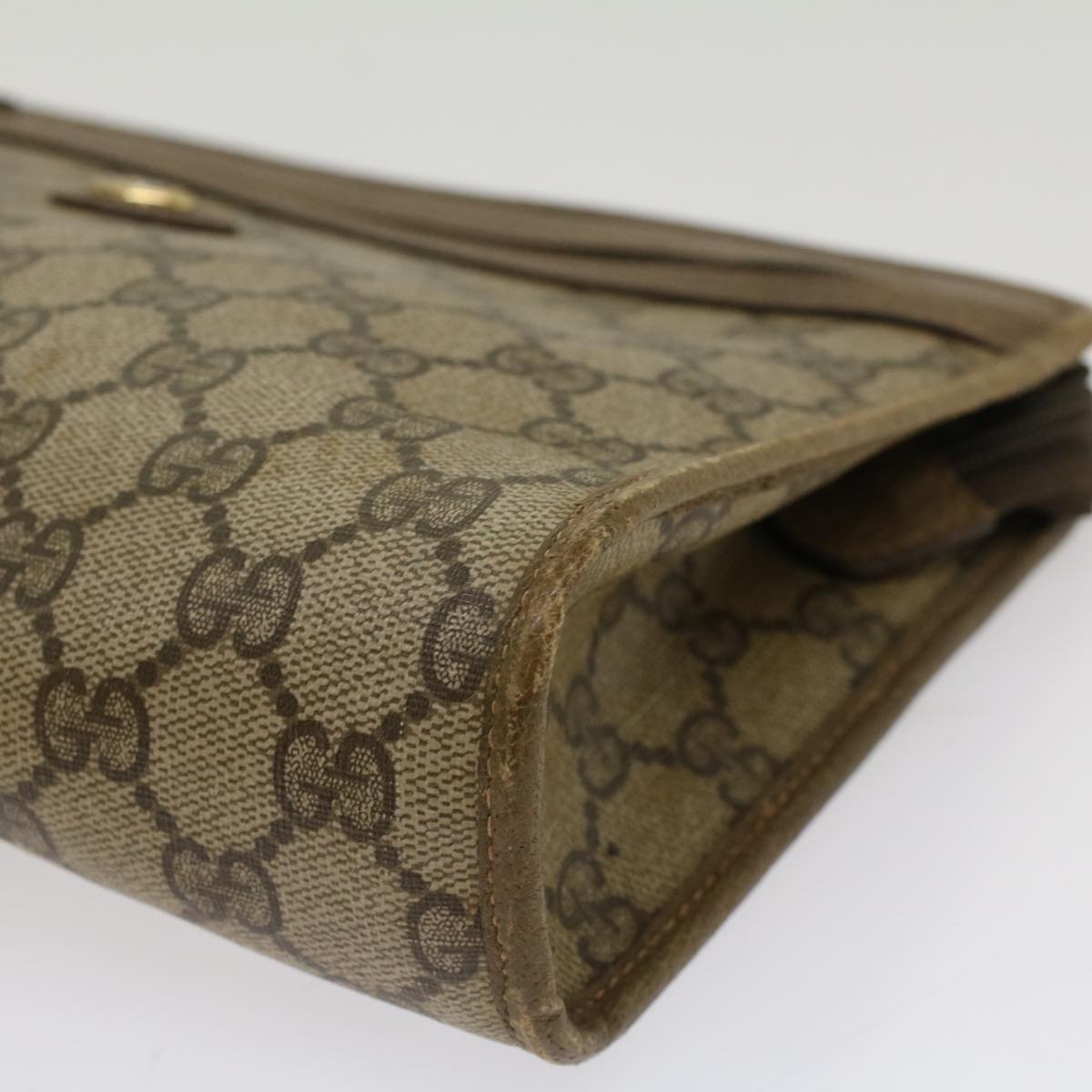GUCCI GG Canvas Clutch Bag PVC Leather Beige 97 01 037 ki3414