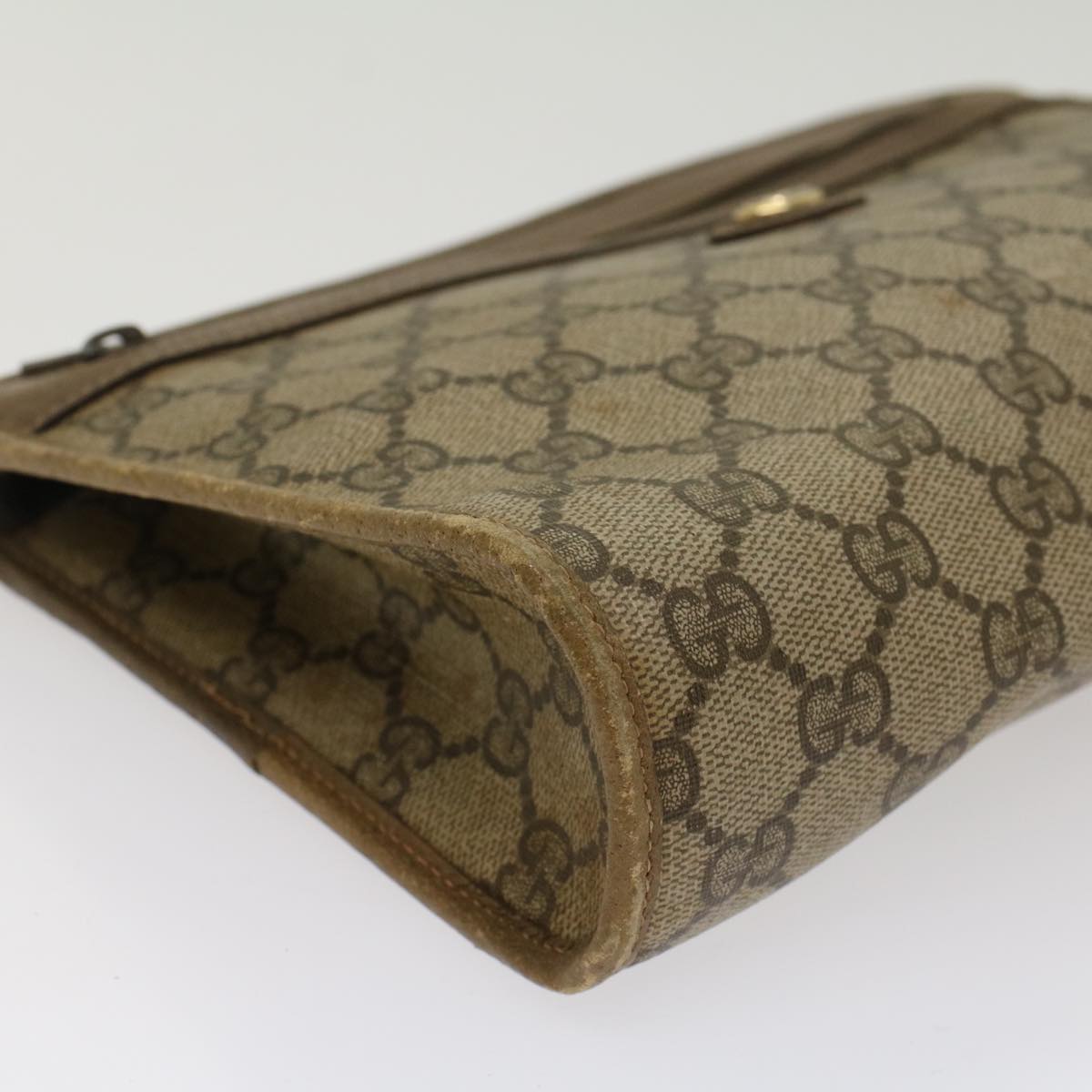 GUCCI GG Canvas Clutch Bag PVC Leather Beige 97 01 037 ki3414