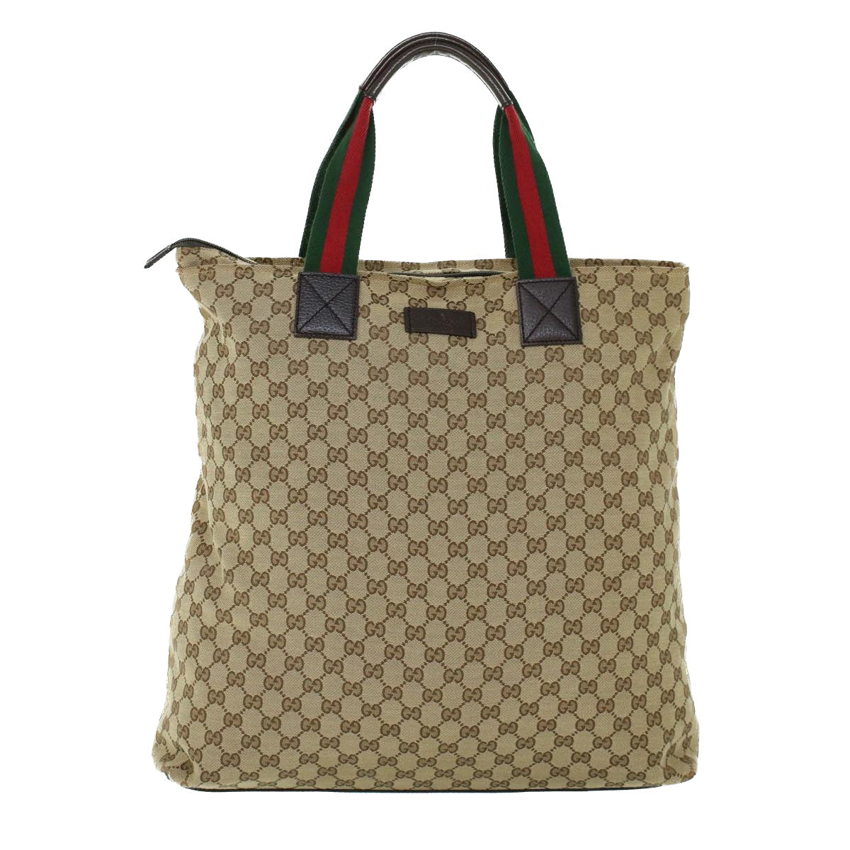 GUCCI GG Canvas Web Sherry Line Tote Bag Beige Red Green 131233 ki3422