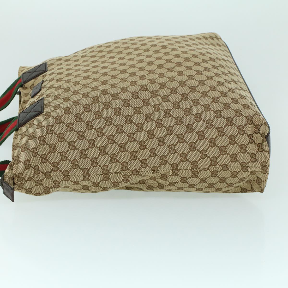 GUCCI GG Canvas Web Sherry Line Tote Bag Beige Red Green 131233 ki3422