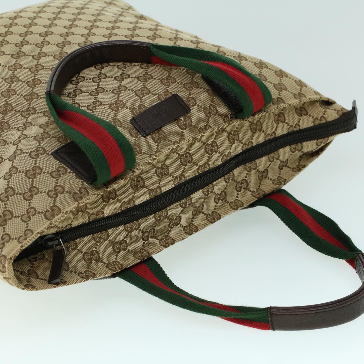 GUCCI GG Canvas Web Sherry Line Tote Bag Beige Red Green 131233 ki3422