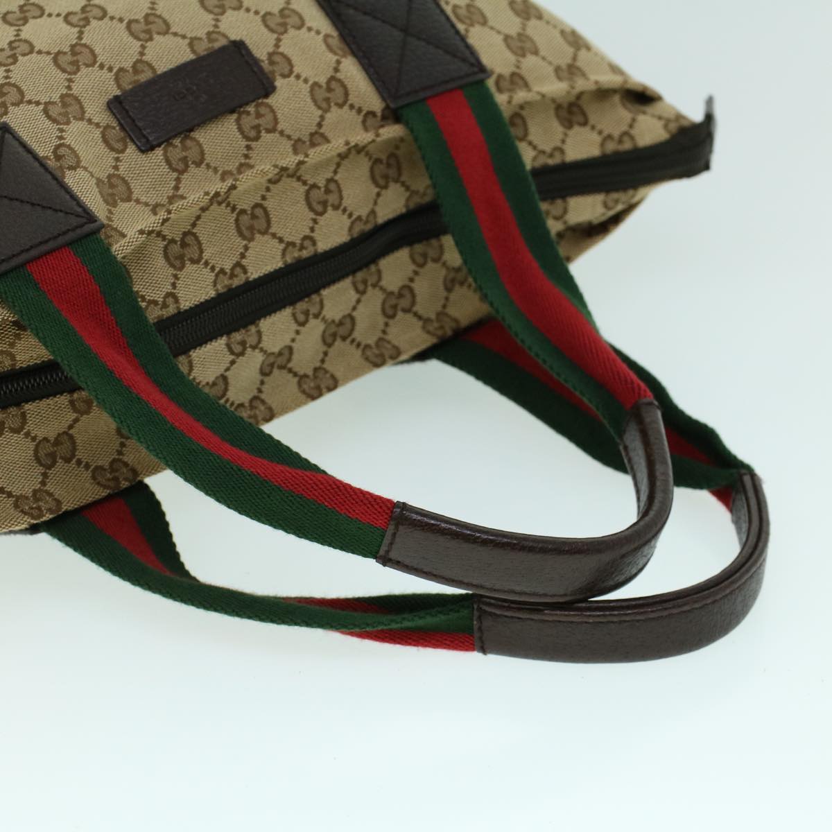 GUCCI GG Canvas Web Sherry Line Tote Bag Beige Red Green 131233 ki3422
