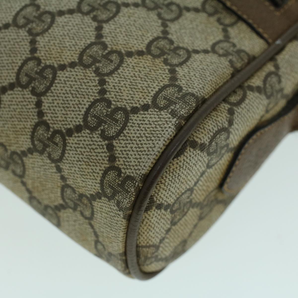 GUCCI GG Canvas Web Sherry Line Shoulder Bag PVC Leather Beige Green ki3425