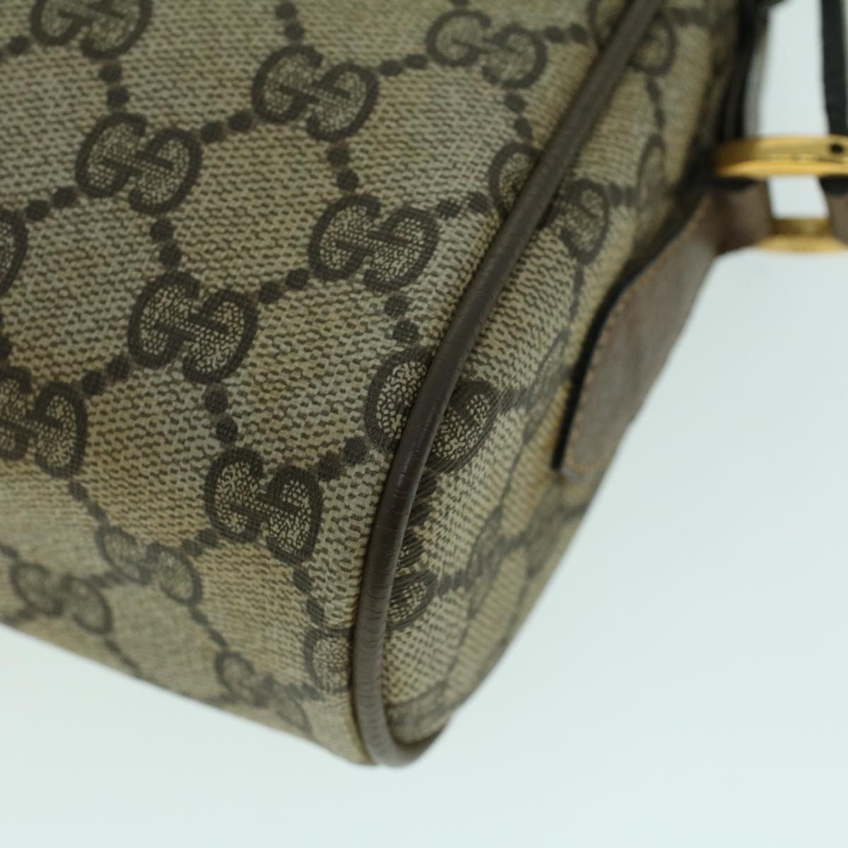 GUCCI GG Canvas Web Sherry Line Shoulder Bag PVC Leather Beige Green ki3425