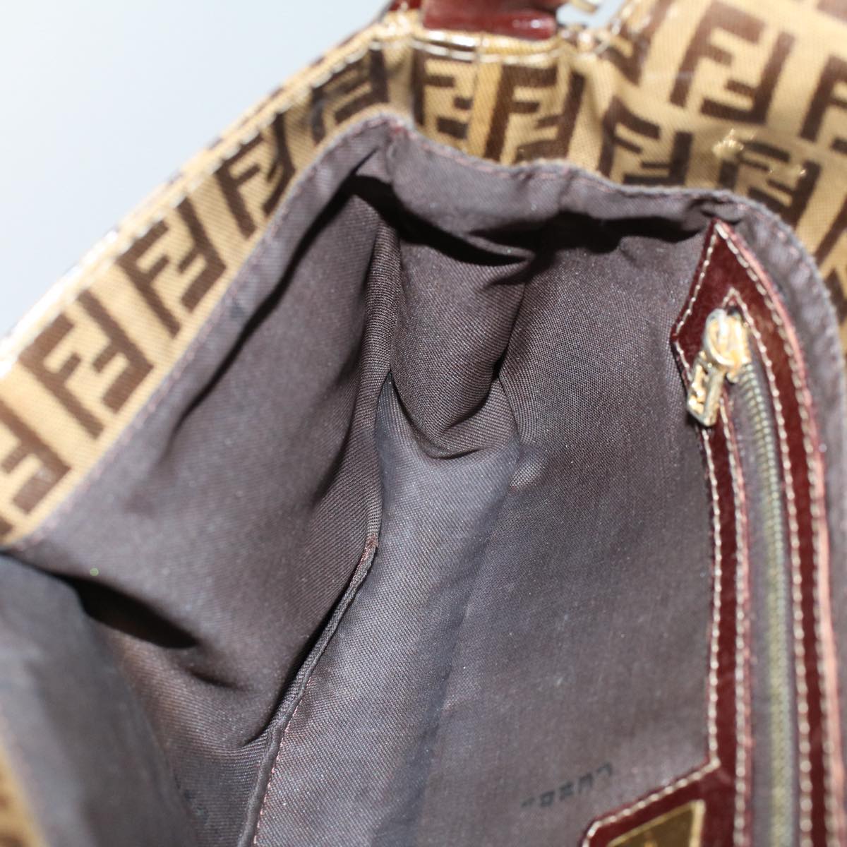 FENDI Zucchino Canvas Mamma Baguette Shoulder Bag Beige ki3426