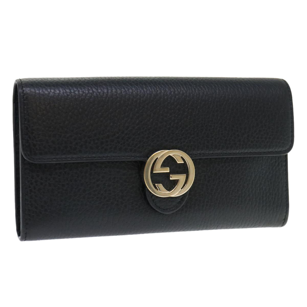 GUCCI Interlocking GG Long Wallet Leather Black ki3458