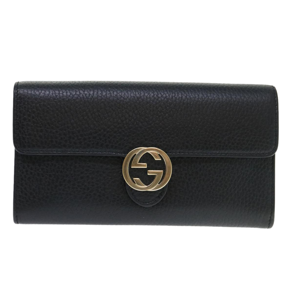 GUCCI Interlocking GG Long Wallet Leather Black ki3458