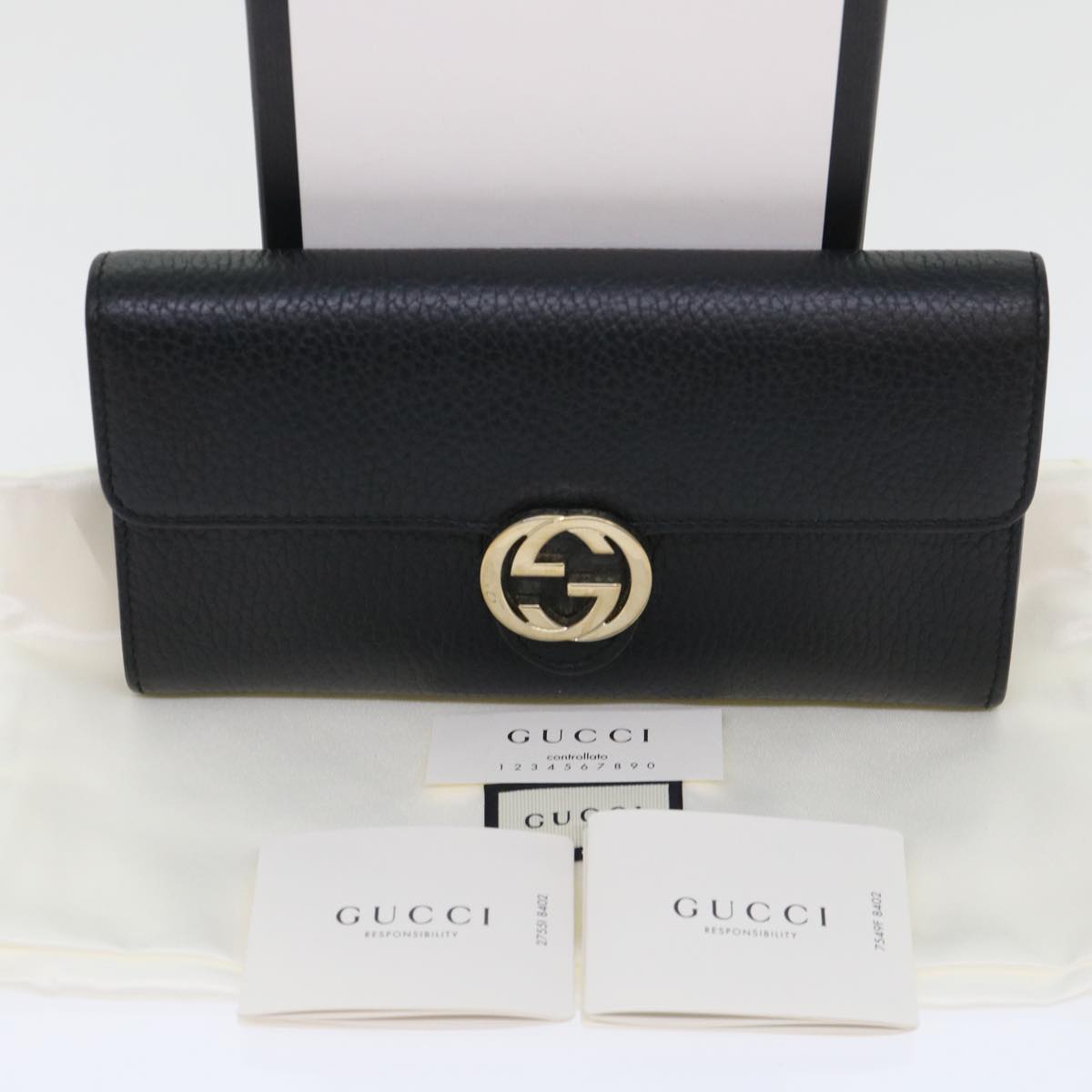 GUCCI Interlocking GG Long Wallet Leather Black ki3458