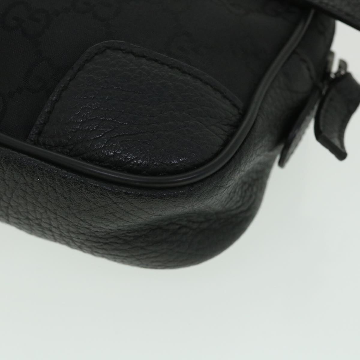 GUCCI GG Canvas Waist bag Nylon Leather Black 336672 ki3498