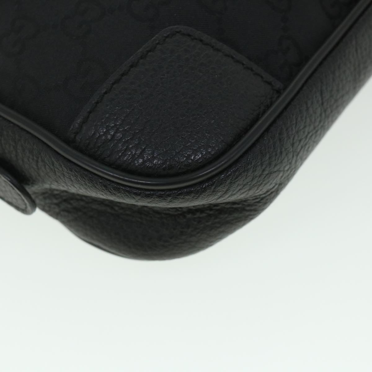GUCCI GG Canvas Waist bag Nylon Leather Black 336672 ki3498