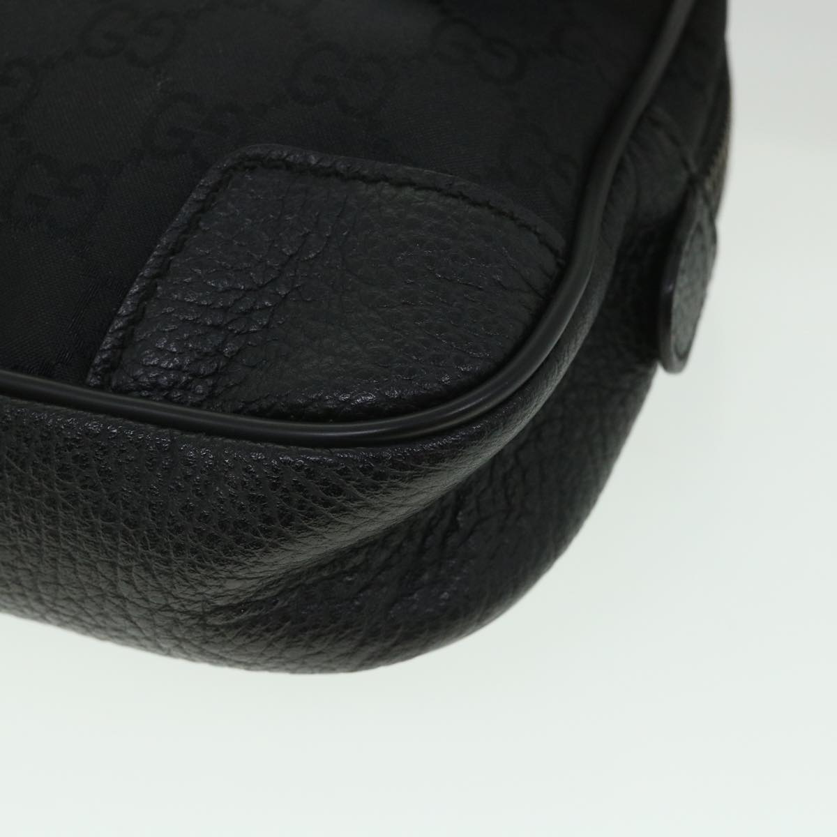 GUCCI GG Canvas Waist bag Nylon Leather Black 336672 ki3498