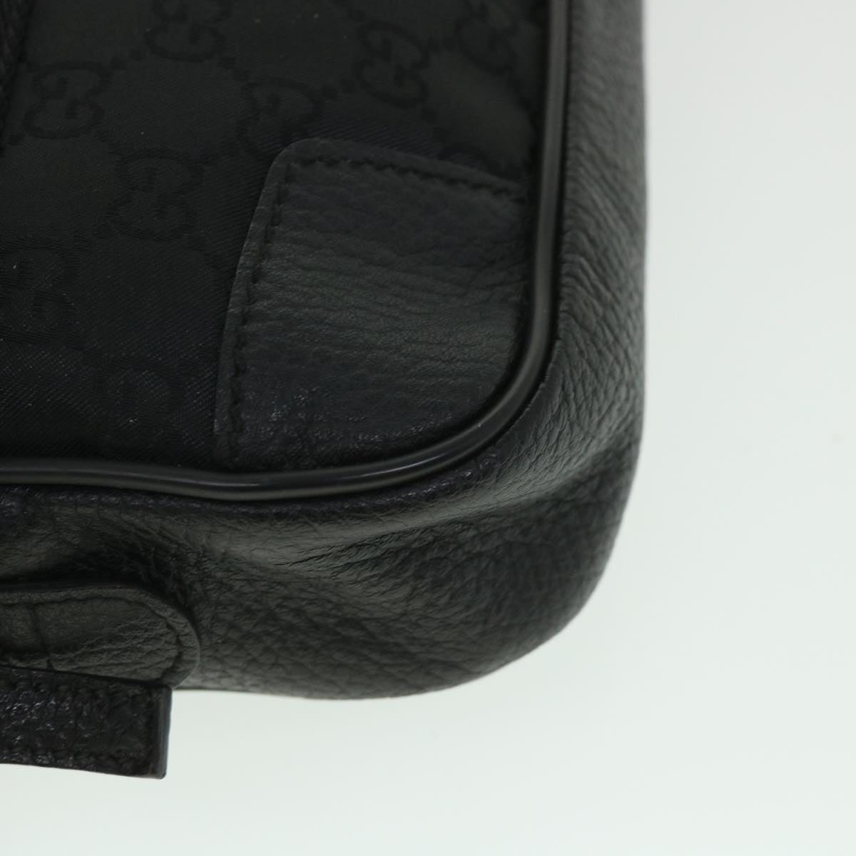 GUCCI GG Canvas Waist bag Nylon Leather Black 336672 ki3498