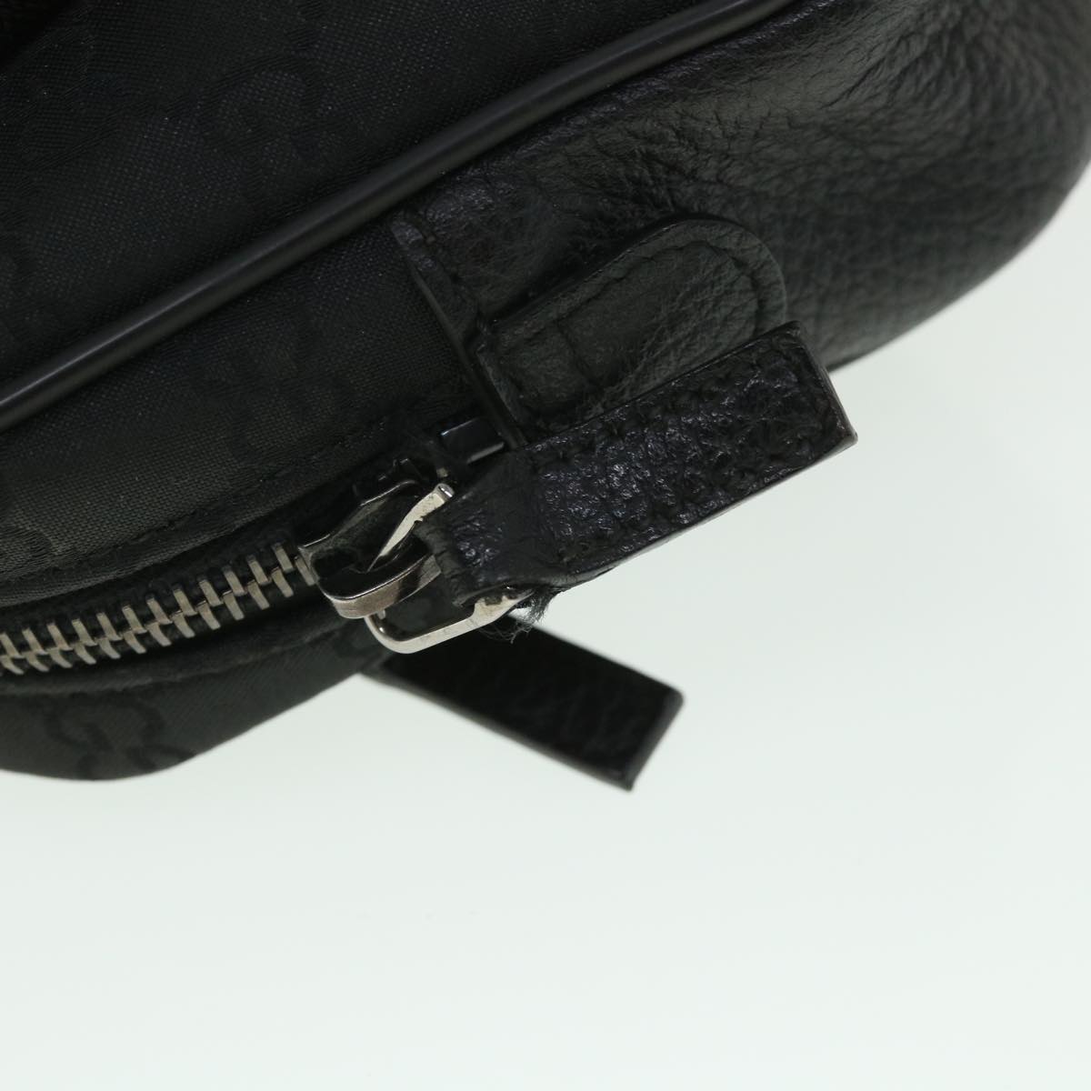 GUCCI GG Canvas Waist bag Nylon Leather Black 336672 ki3498