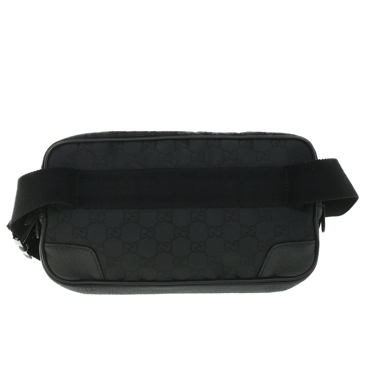 GUCCI GG Canvas Waist bag Nylon Leather Black 336672 ki3498
