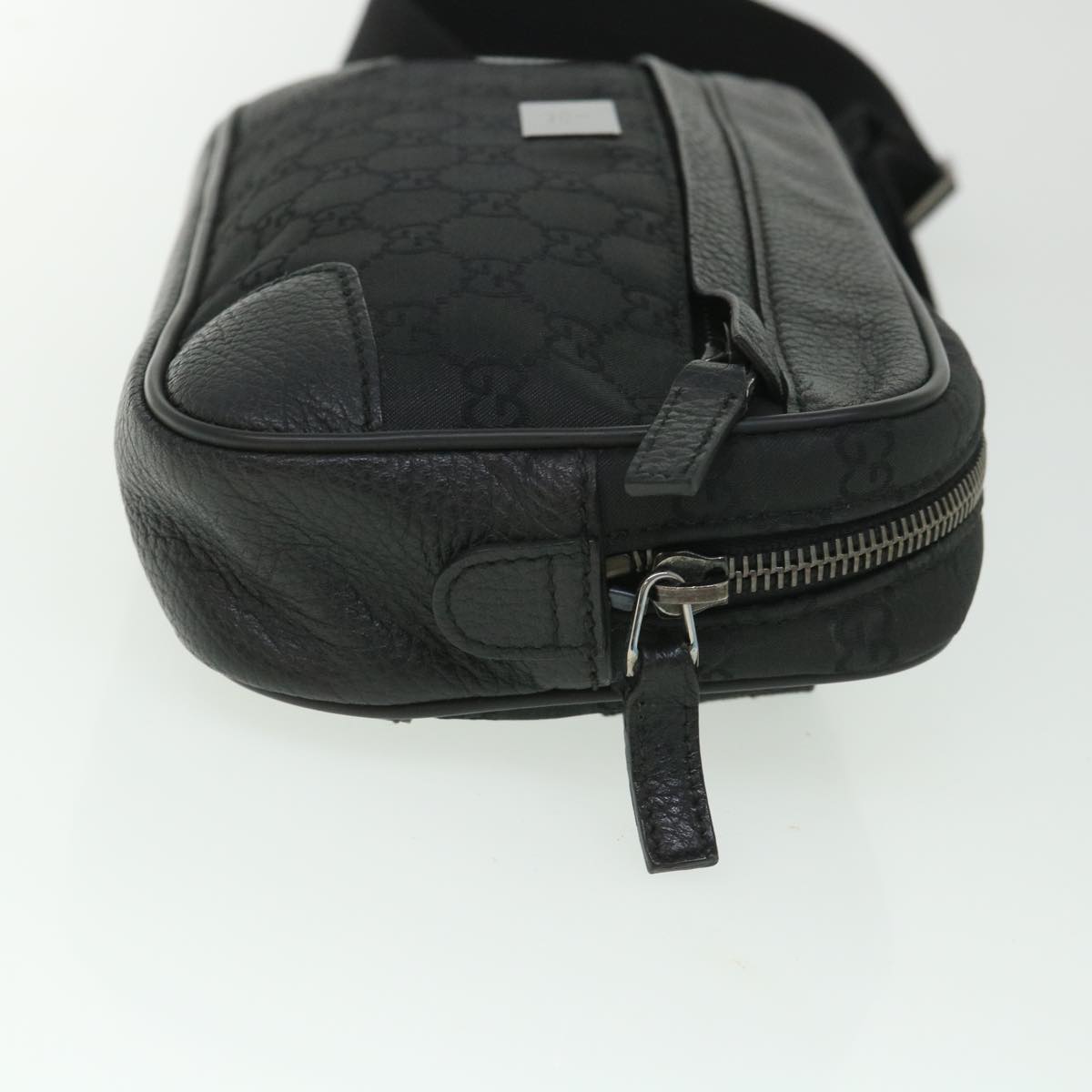 GUCCI GG Canvas Waist bag Nylon Leather Black 336672 ki3498