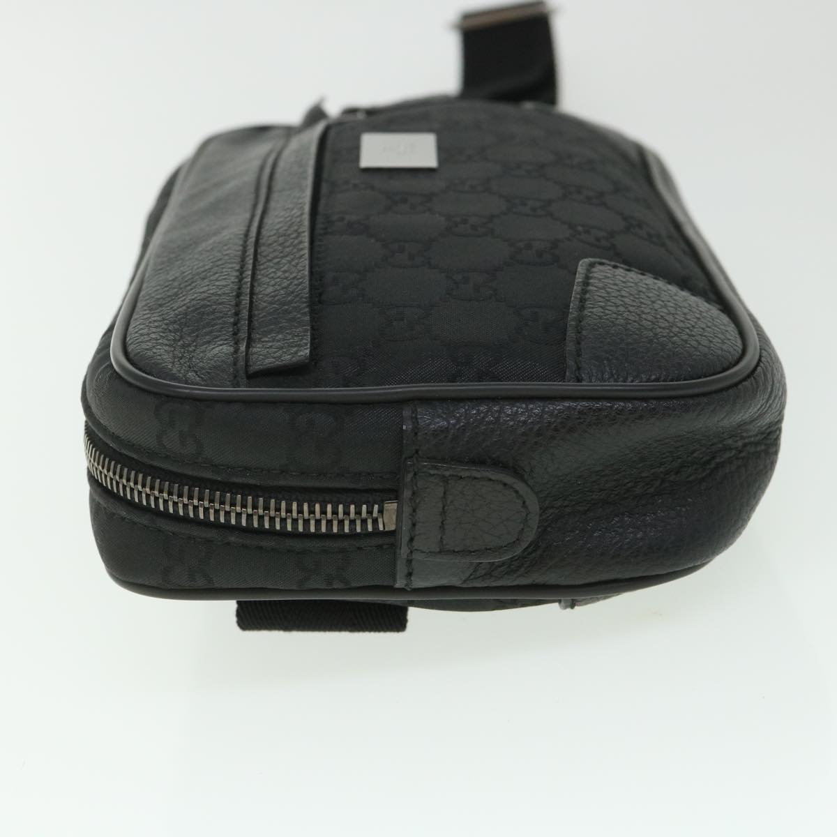 GUCCI GG Canvas Waist bag Nylon Leather Black 336672 ki3498