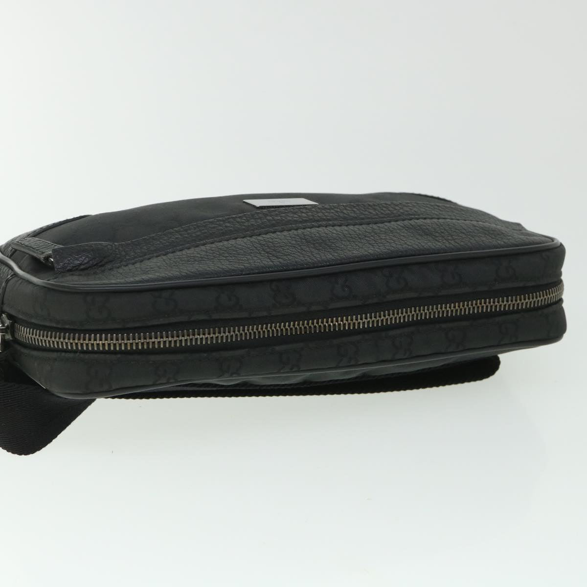 GUCCI GG Canvas Waist bag Nylon Leather Black 336672 ki3498