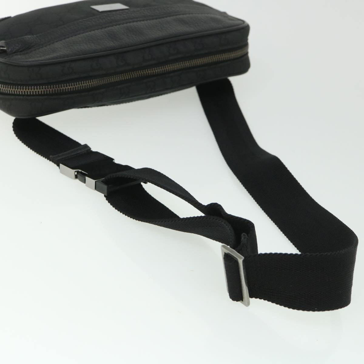 GUCCI GG Canvas Waist bag Nylon Leather Black 336672 ki3498