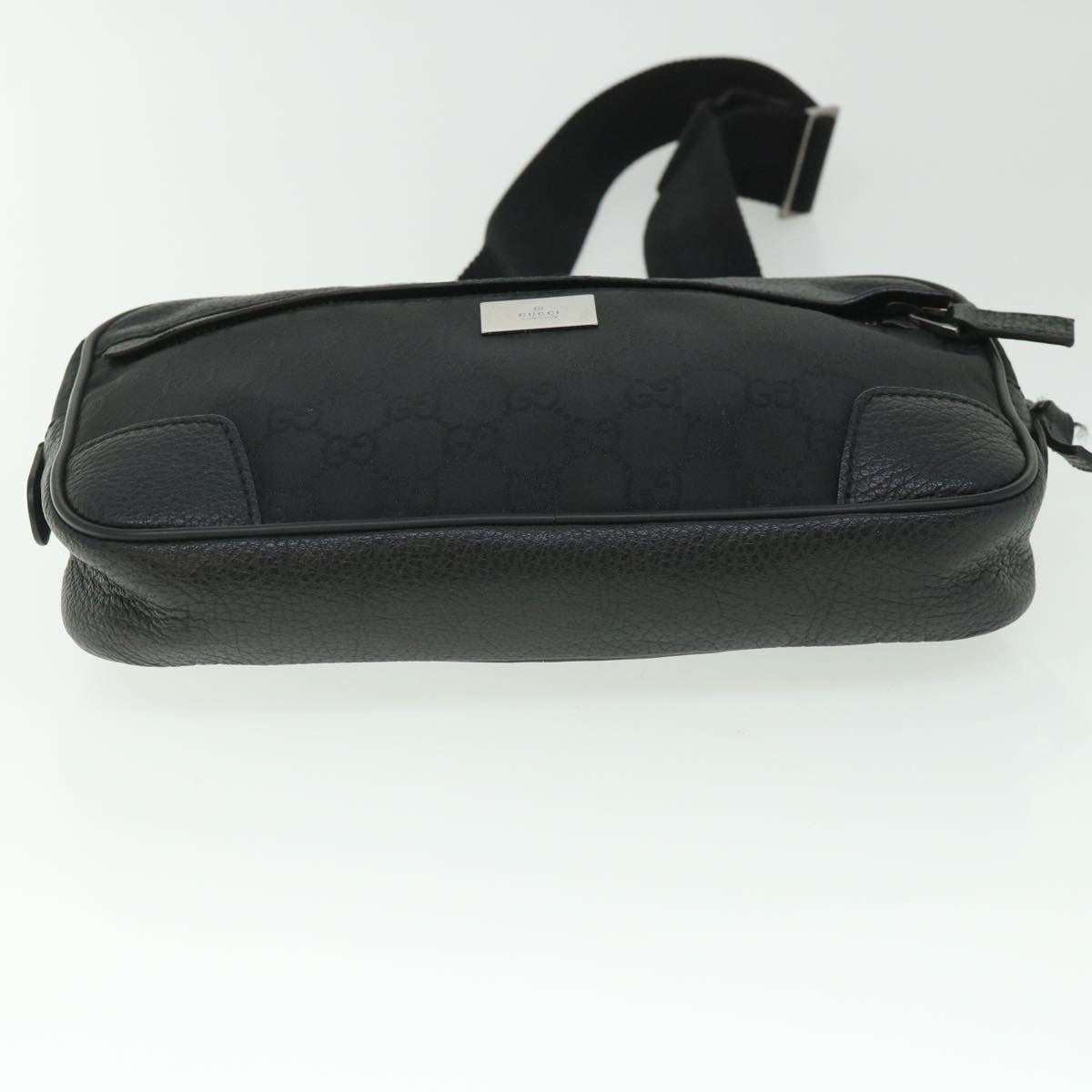 GUCCI GG Canvas Waist bag Nylon Leather Black 336672 ki3498