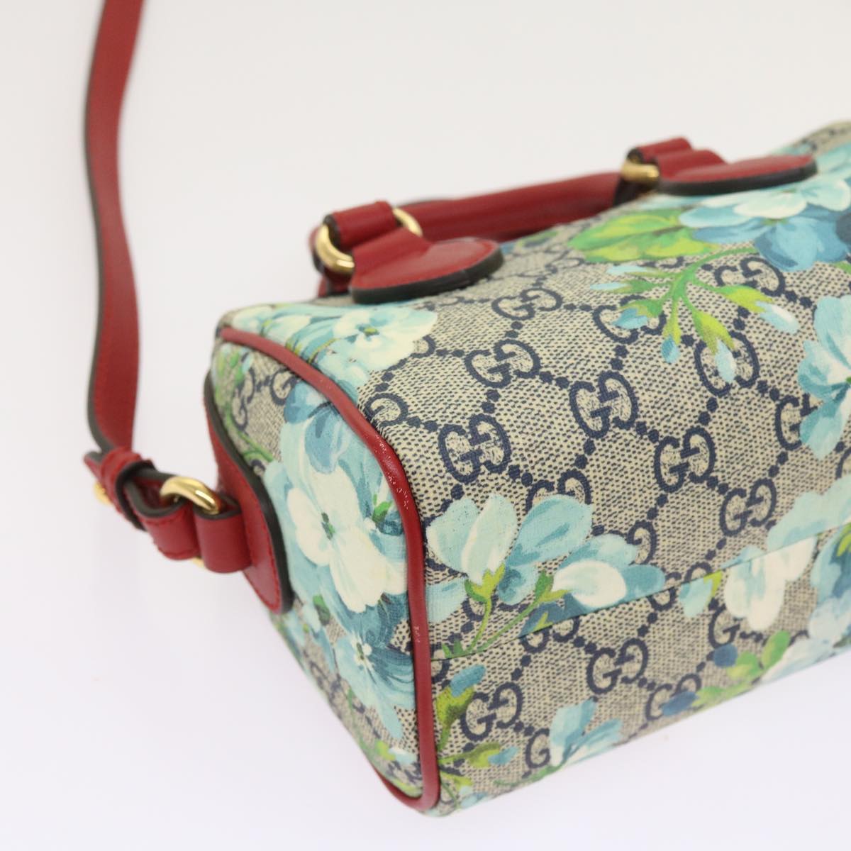 GUCCI GG Supreme Mini Boston Bag 2way Red Blue Gray 546312 ki3507
