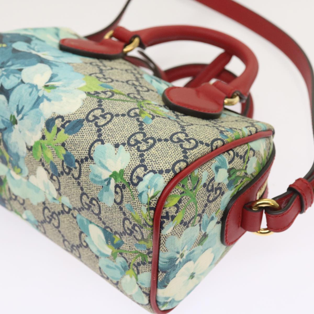 GUCCI GG Supreme Mini Boston Bag 2way Red Blue Gray 546312 ki3507