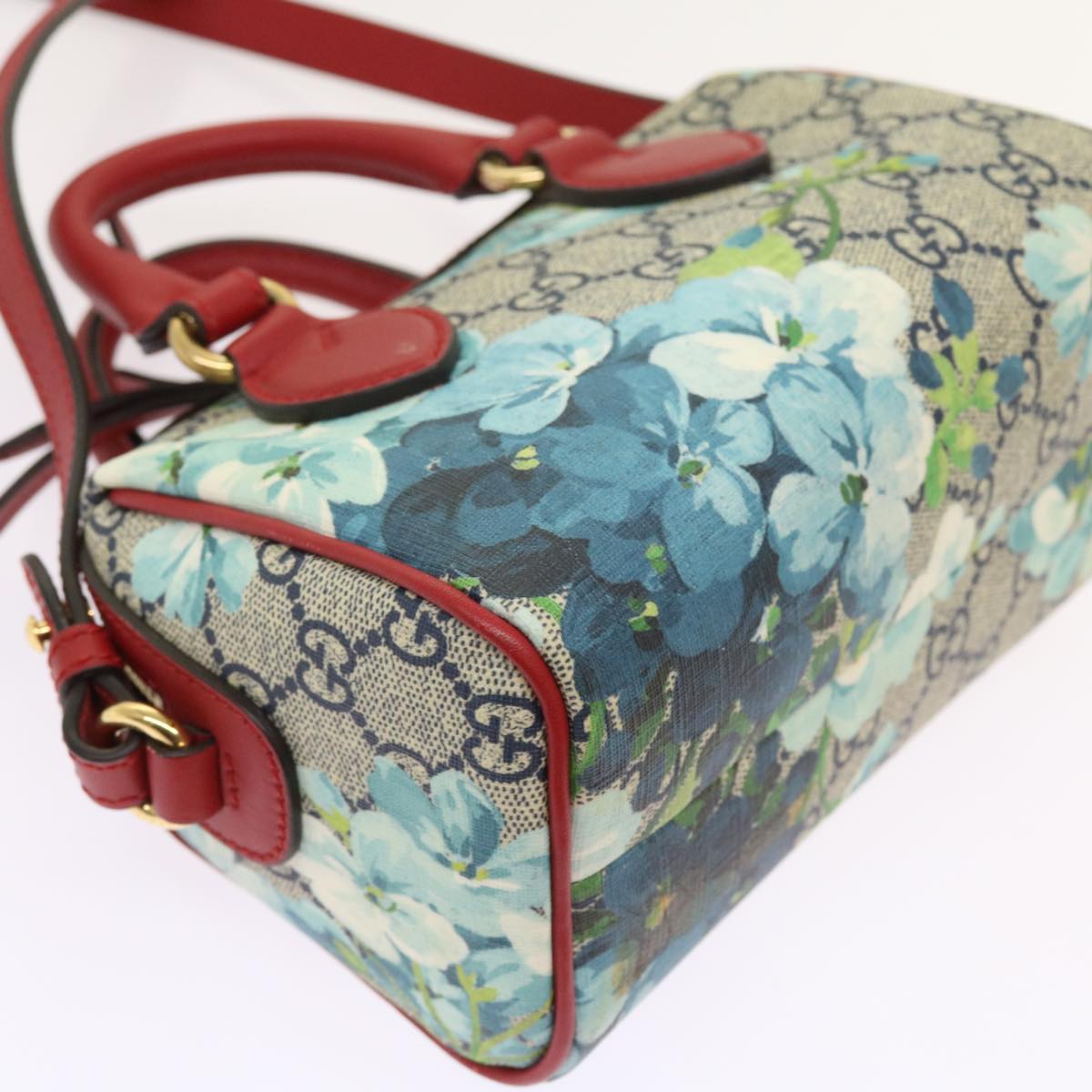 GUCCI GG Supreme Mini Boston Bag 2way Red Blue Gray 546312 ki3507