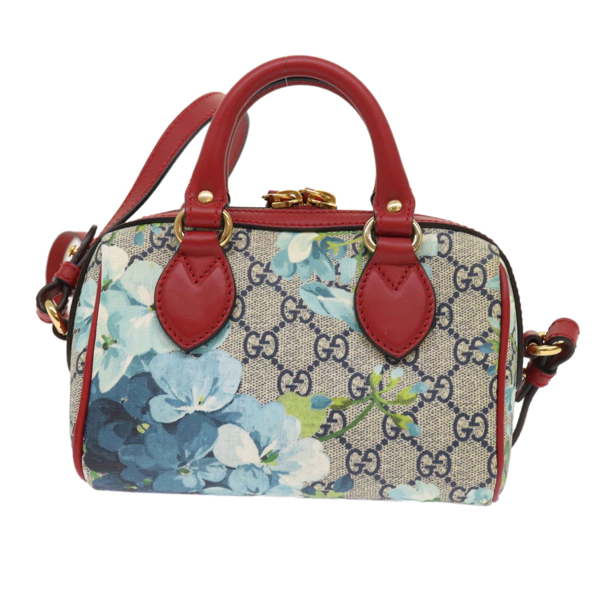GUCCI GG Supreme Mini Boston Bag 2way Red Blue Gray 546312 ki3507