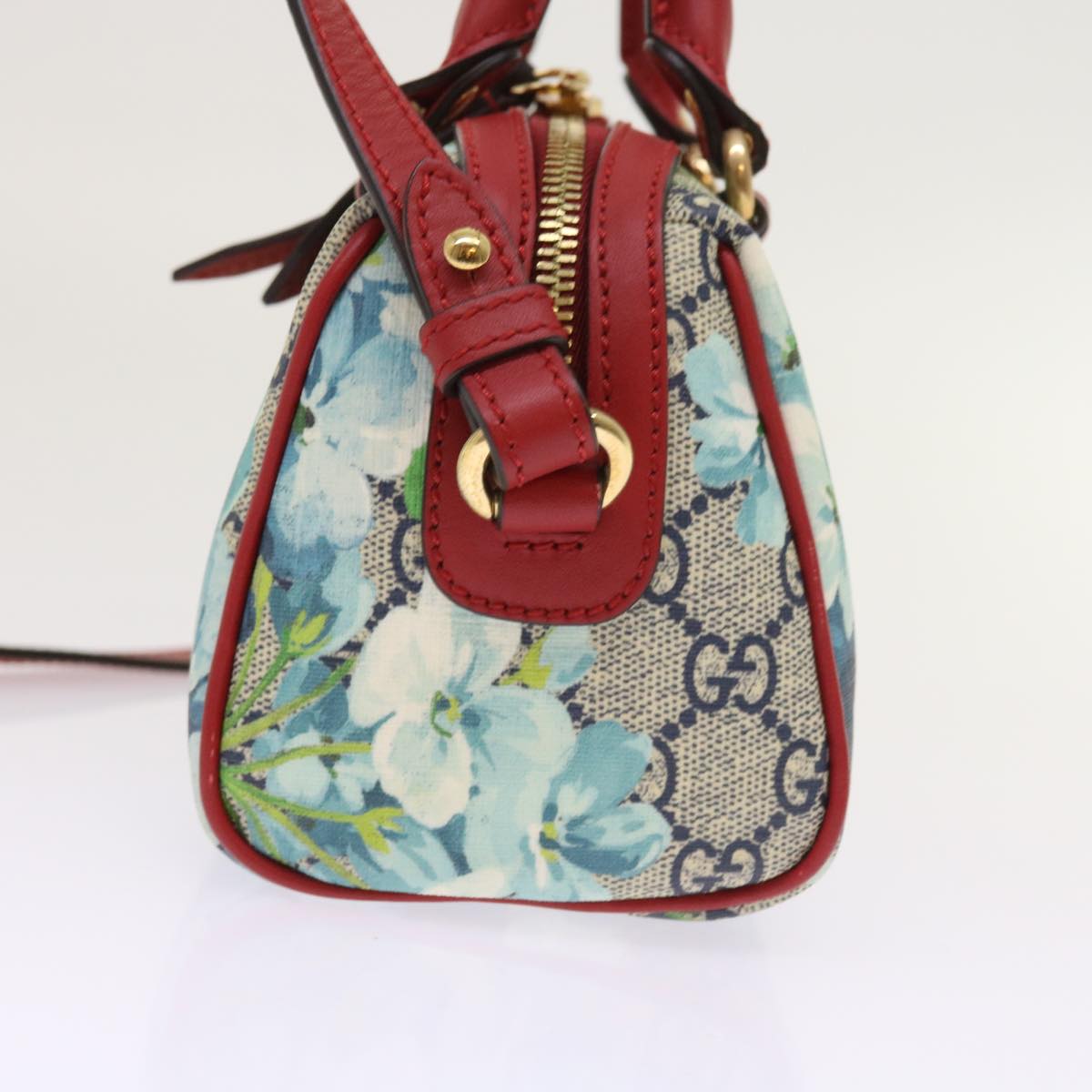 GUCCI GG Supreme Mini Boston Bag 2way Red Blue Gray 546312 ki3507