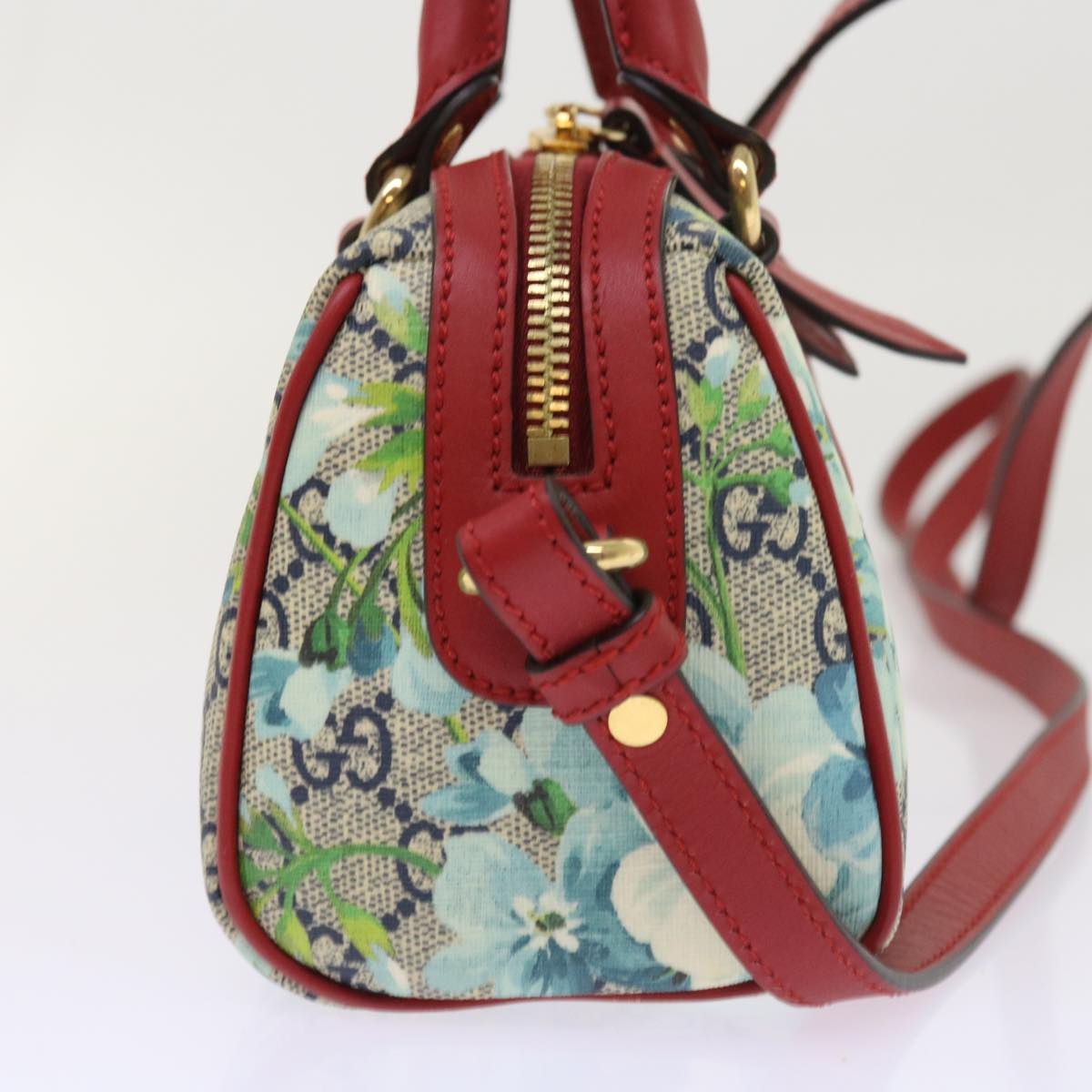 GUCCI GG Supreme Mini Boston Bag 2way Red Blue Gray 546312 ki3507