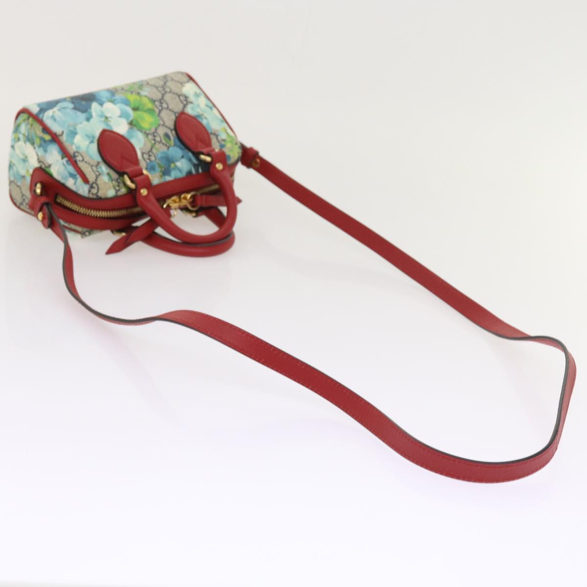 GUCCI GG Supreme Mini Boston Bag 2way Red Blue Gray 546312 ki3507