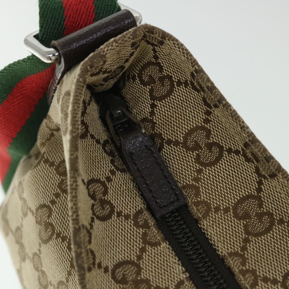 GUCCI GG Canvas Shoulder Bag Web Sherry Line Beige Red Green 91762 ki3523