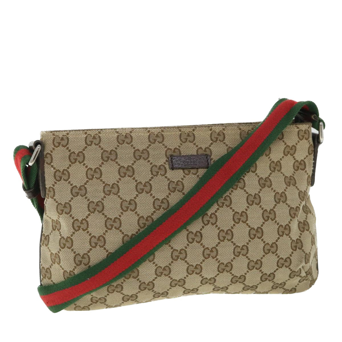 GUCCI GG Canvas Shoulder Bag Web Sherry Line Beige Red Green 91762 ki3523