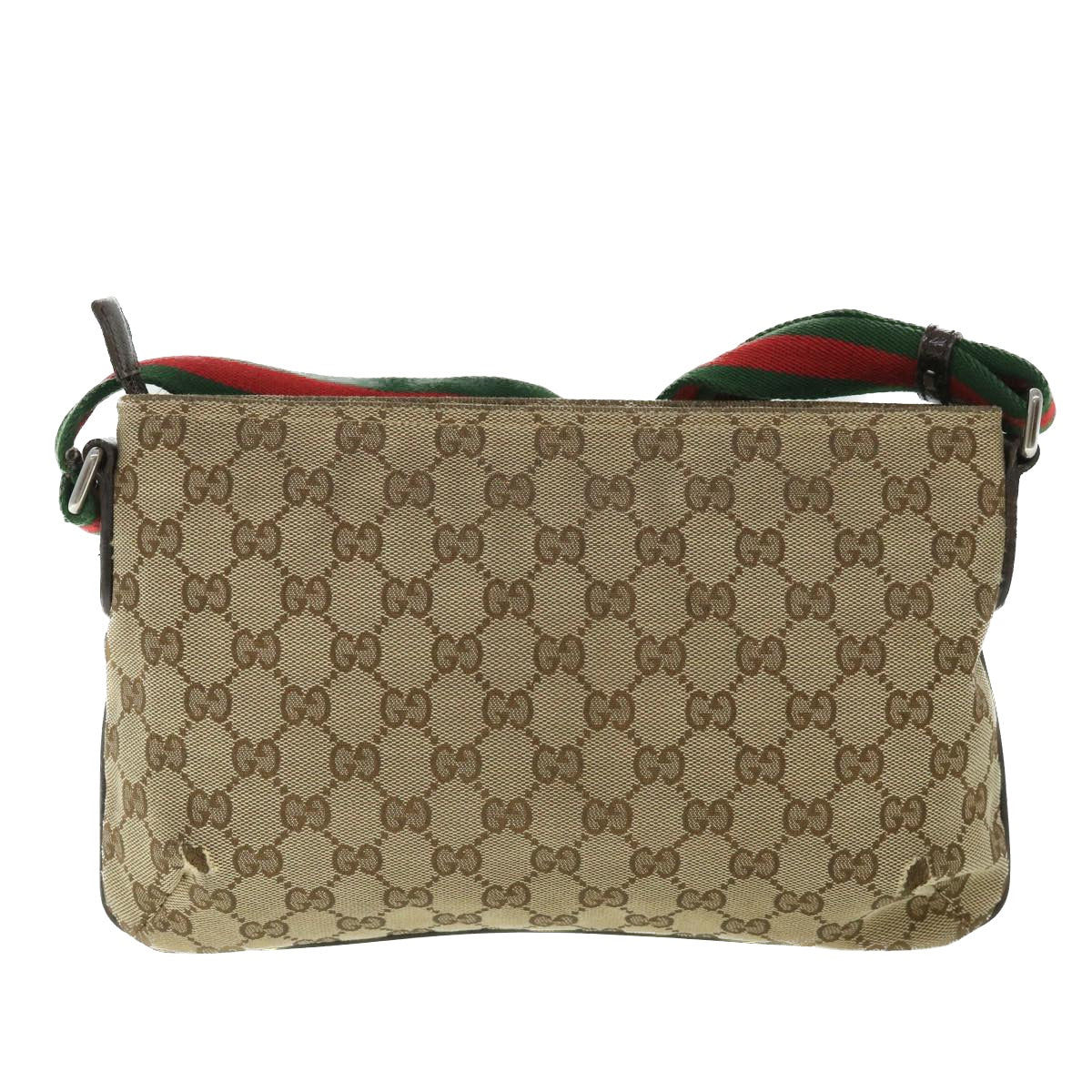 GUCCI GG Canvas Shoulder Bag Web Sherry Line Beige Red Green 91762 ki3523