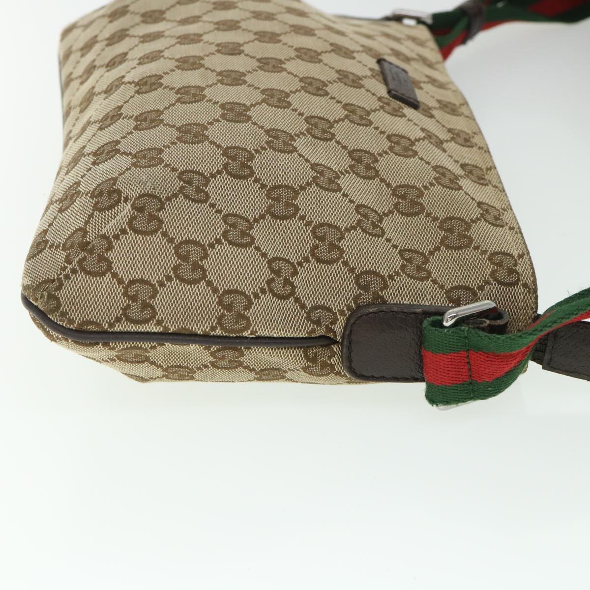 GUCCI GG Canvas Shoulder Bag Web Sherry Line Beige Red Green 91762 ki3523