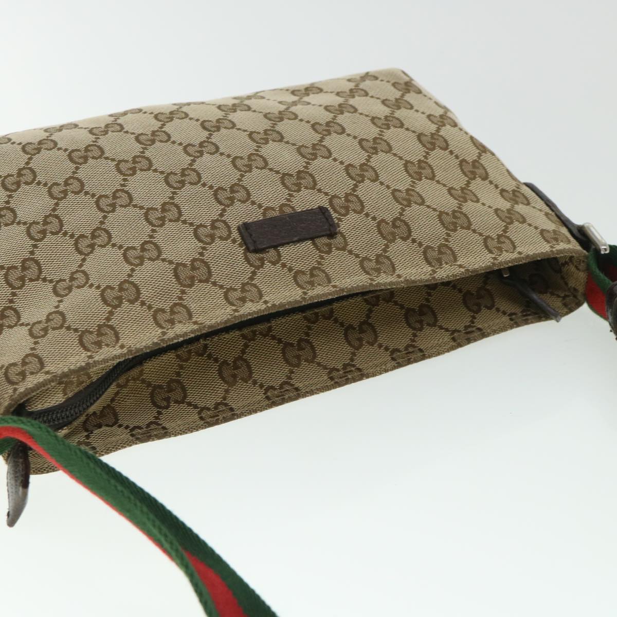GUCCI GG Canvas Shoulder Bag Web Sherry Line Beige Red Green 91762 ki3523