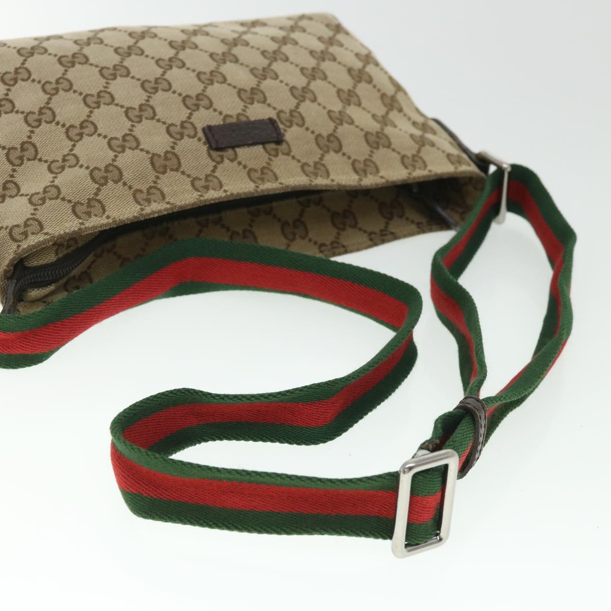 GUCCI GG Canvas Shoulder Bag Web Sherry Line Beige Red Green 91762 ki3523