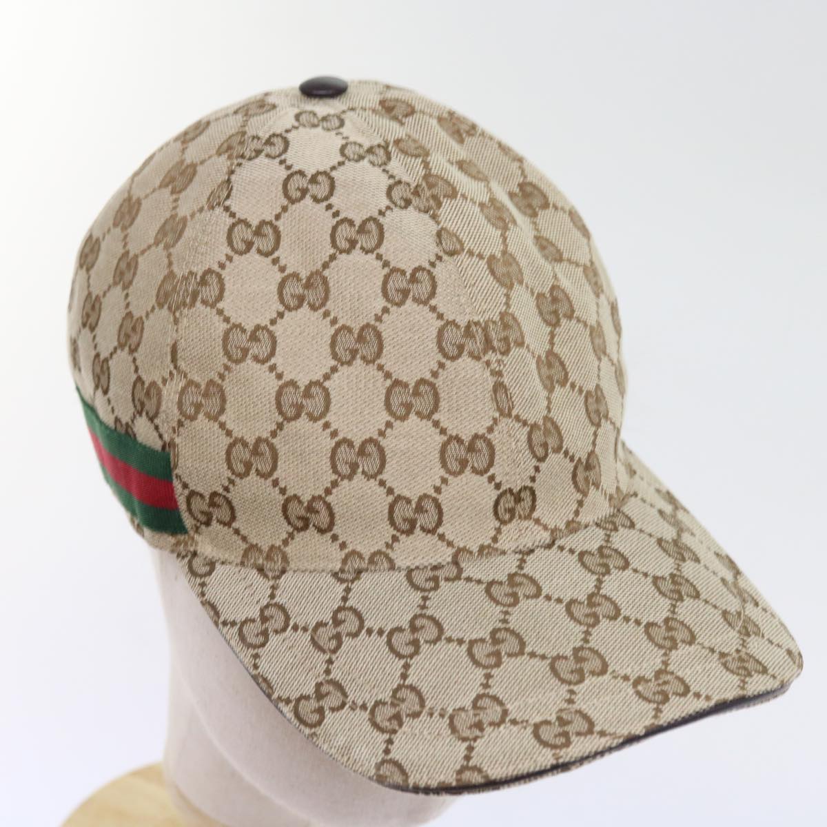 GUCCI GG Canvas Web Sherry Line Cap L Beige Red Green 200035 ki3545