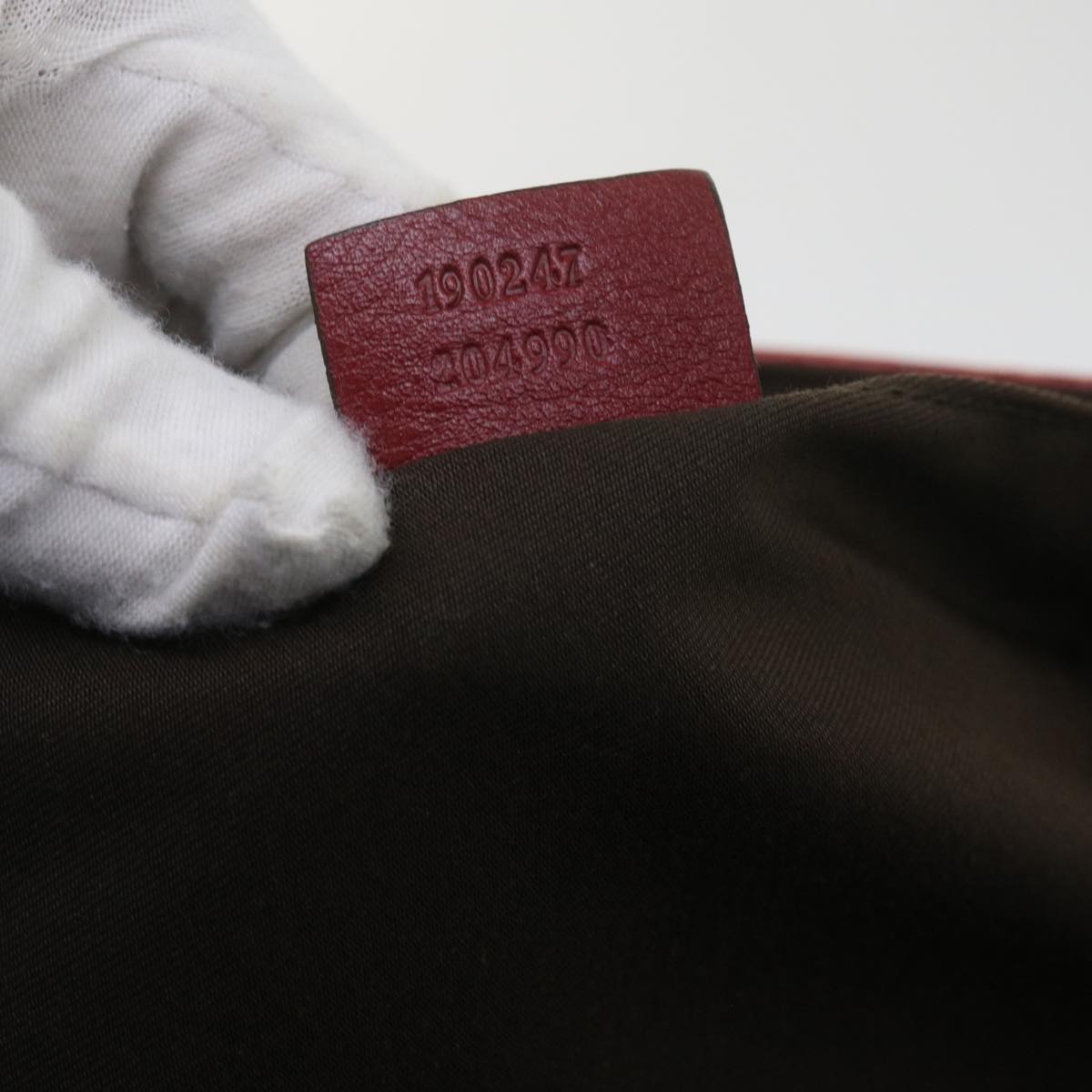 GUCCI GG Canvas Hand Bag Snake leather Beige Red ki3896