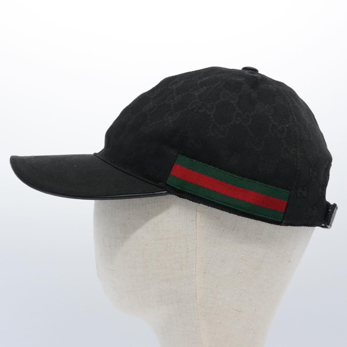 GUCCI GG Canvas Web Sherry Line Cap L Black Red Green 200035 ki3899