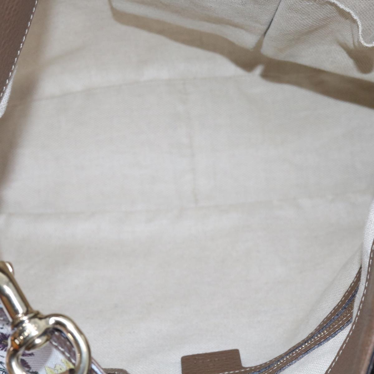 GUCCI Bamboo Flora Shoulder Bag Canvas 2way White Brown 282315 ki3900