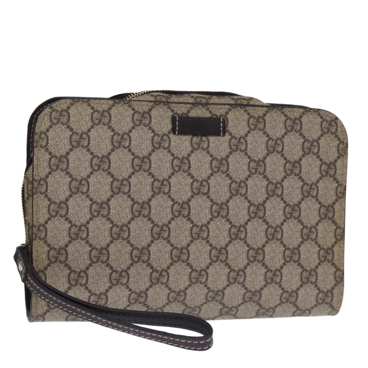 GUCCI GG Supreme Clutch Bag PVC Beige 201755 ki4303