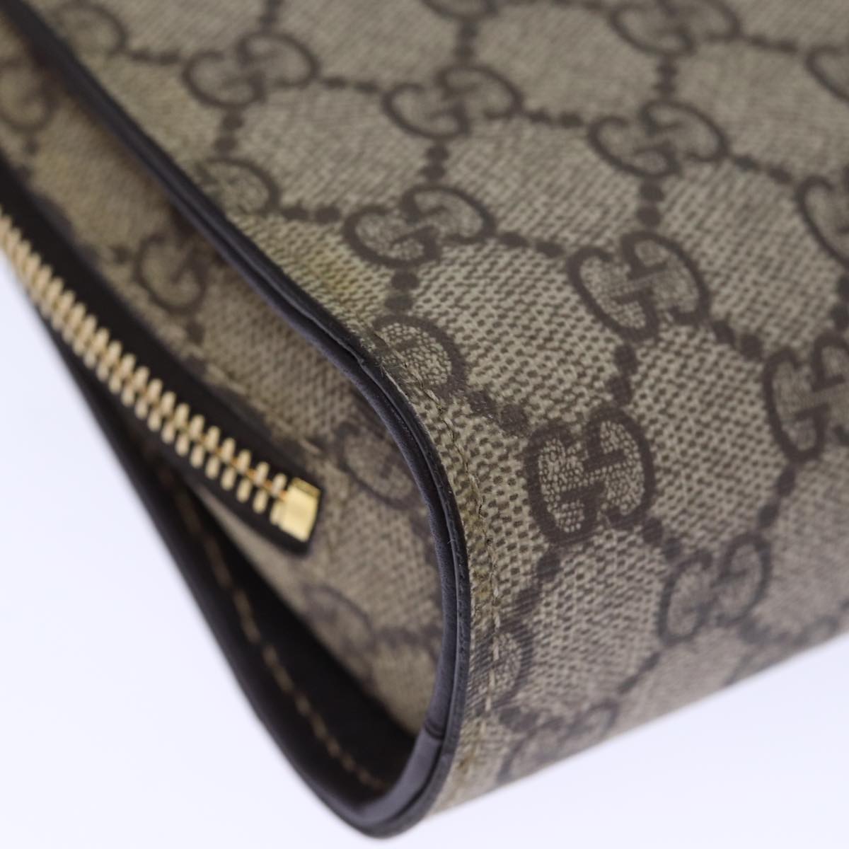 GUCCI GG Supreme Clutch Bag PVC Beige 201755 ki4303