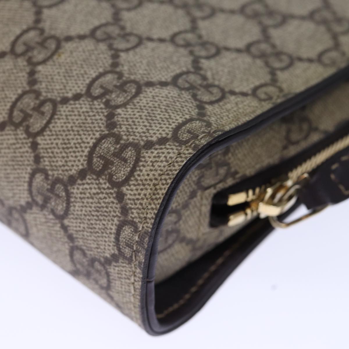 GUCCI GG Supreme Clutch Bag PVC Beige 201755 ki4303