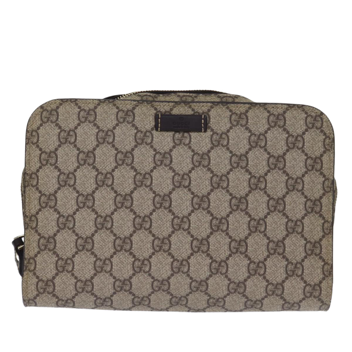 GUCCI GG Supreme Clutch Bag PVC Beige 201755 ki4303