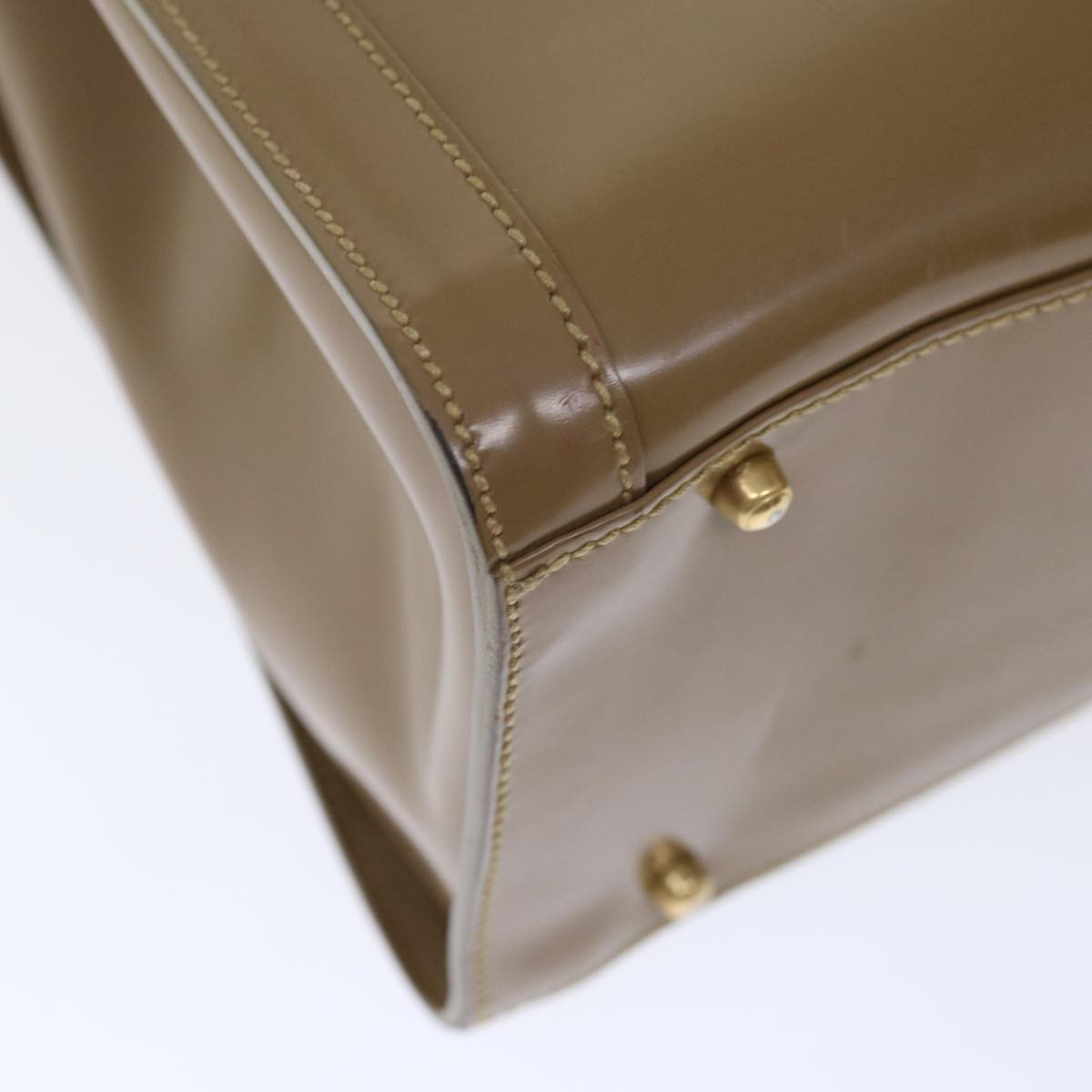 GUCCI Bamboo Diamante Diana Hand Bag Patent leather Beige ki4343