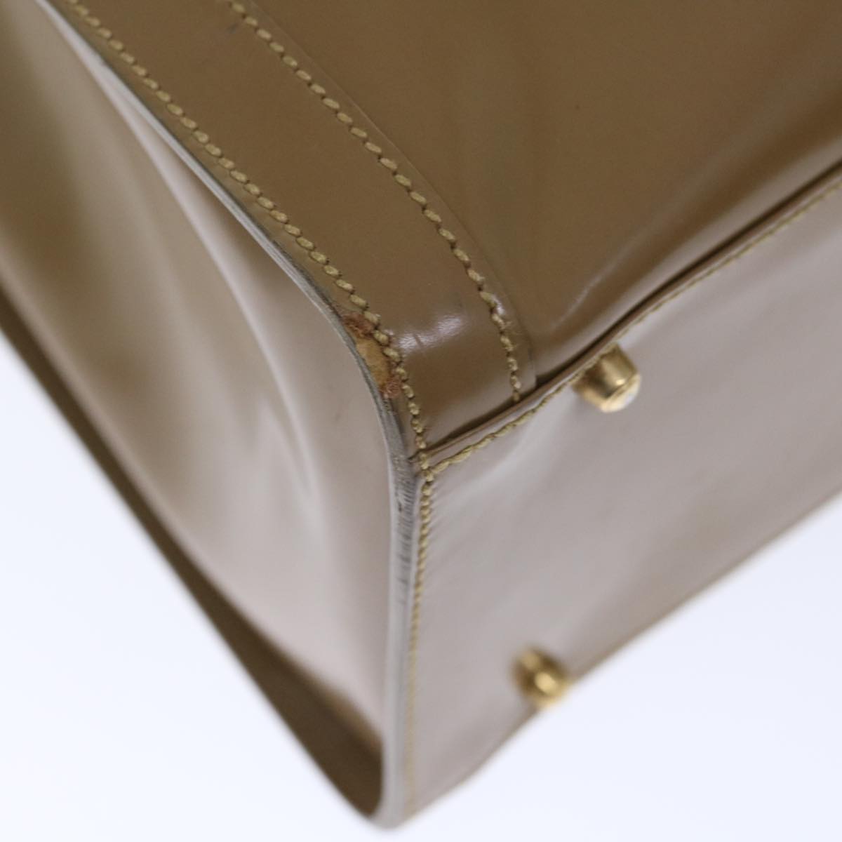GUCCI Bamboo Diamante Diana Hand Bag Patent leather Beige ki4343