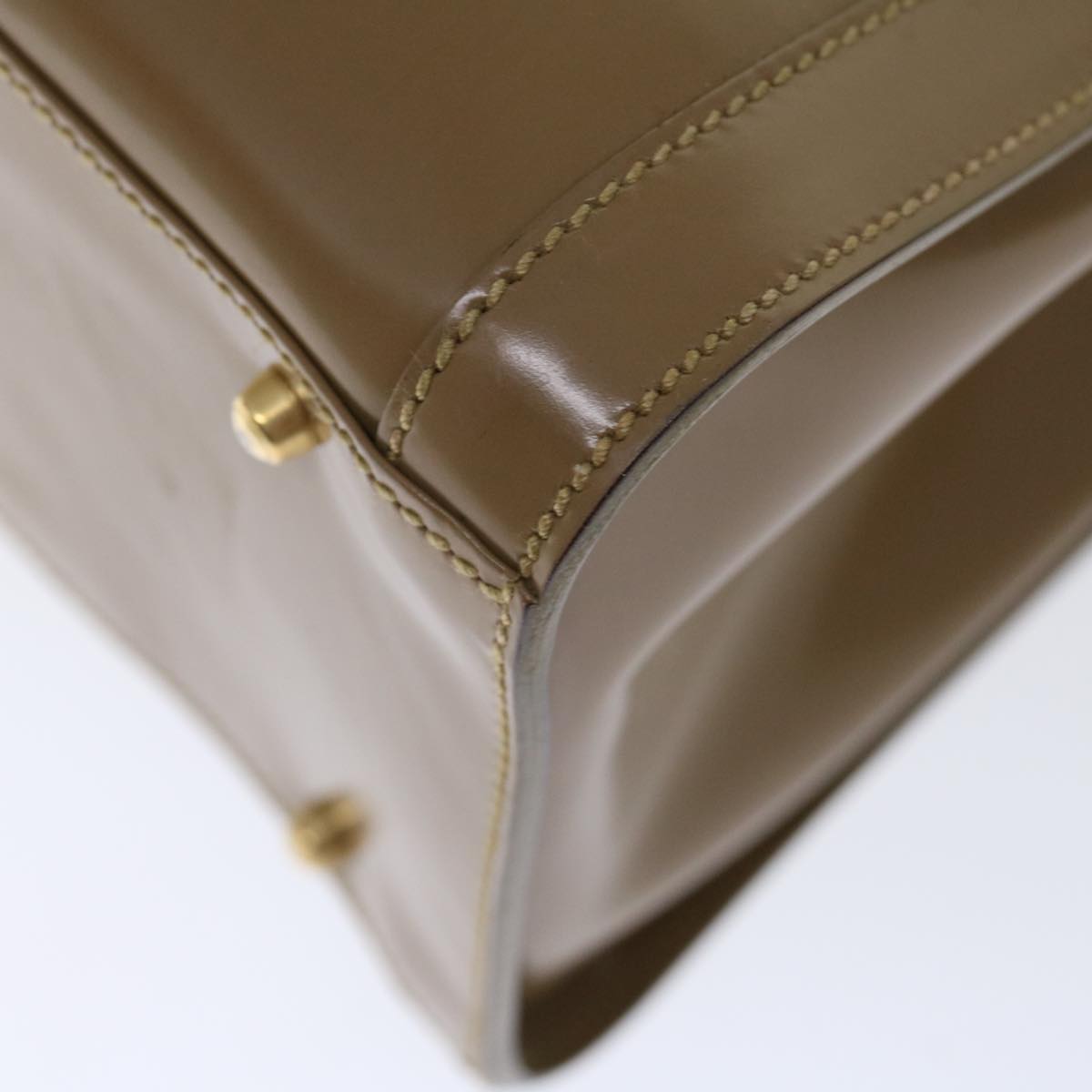 GUCCI Bamboo Diamante Diana Hand Bag Patent leather Beige ki4343
